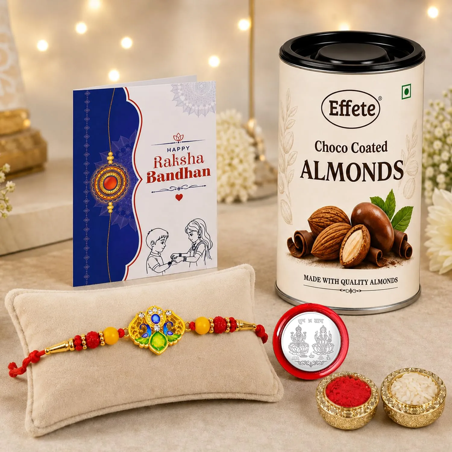Premium Trishul Rakhi Combo – Raksha Bandhan Gift with Choco Almonds - Buy Online at Alikart
