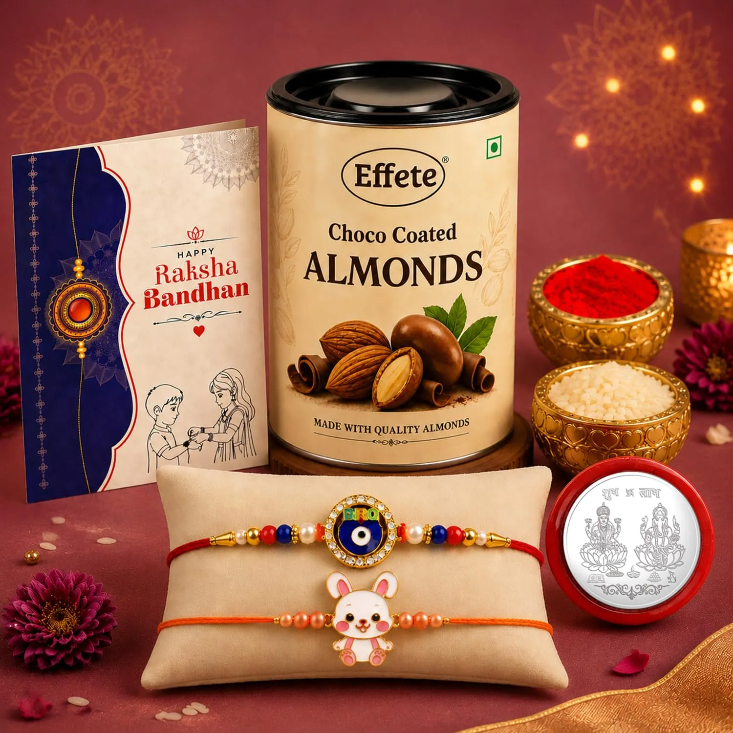Premium Rakhi Set for Brother Chocolate Rakhi Combo with Bunny Design - Buy Online at Alikart