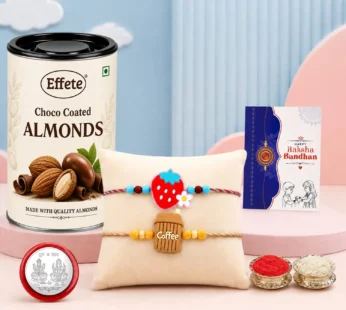 Strawberry Rakhi Combo with Choco Almonds for Bhaiya