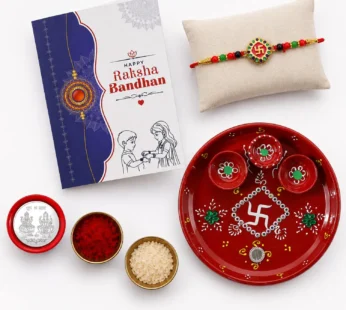 Raksha Bandhan Gift Combo Swastika Rakhi Decorated Pooja Thali