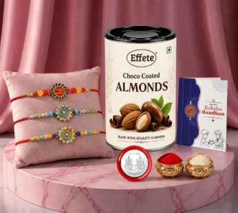Raksha Bandhan Gift Combo – Om Rakhi with Choco Almonds 96gm