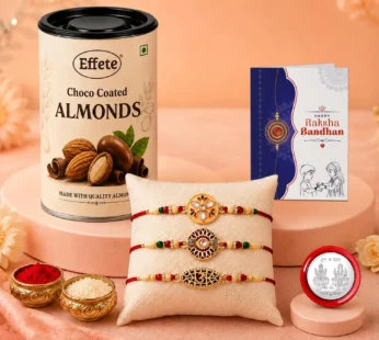 Round Rakhi for Brother with Chocolate 96gm – Rakshabandhan Gift Set, Pack of 7