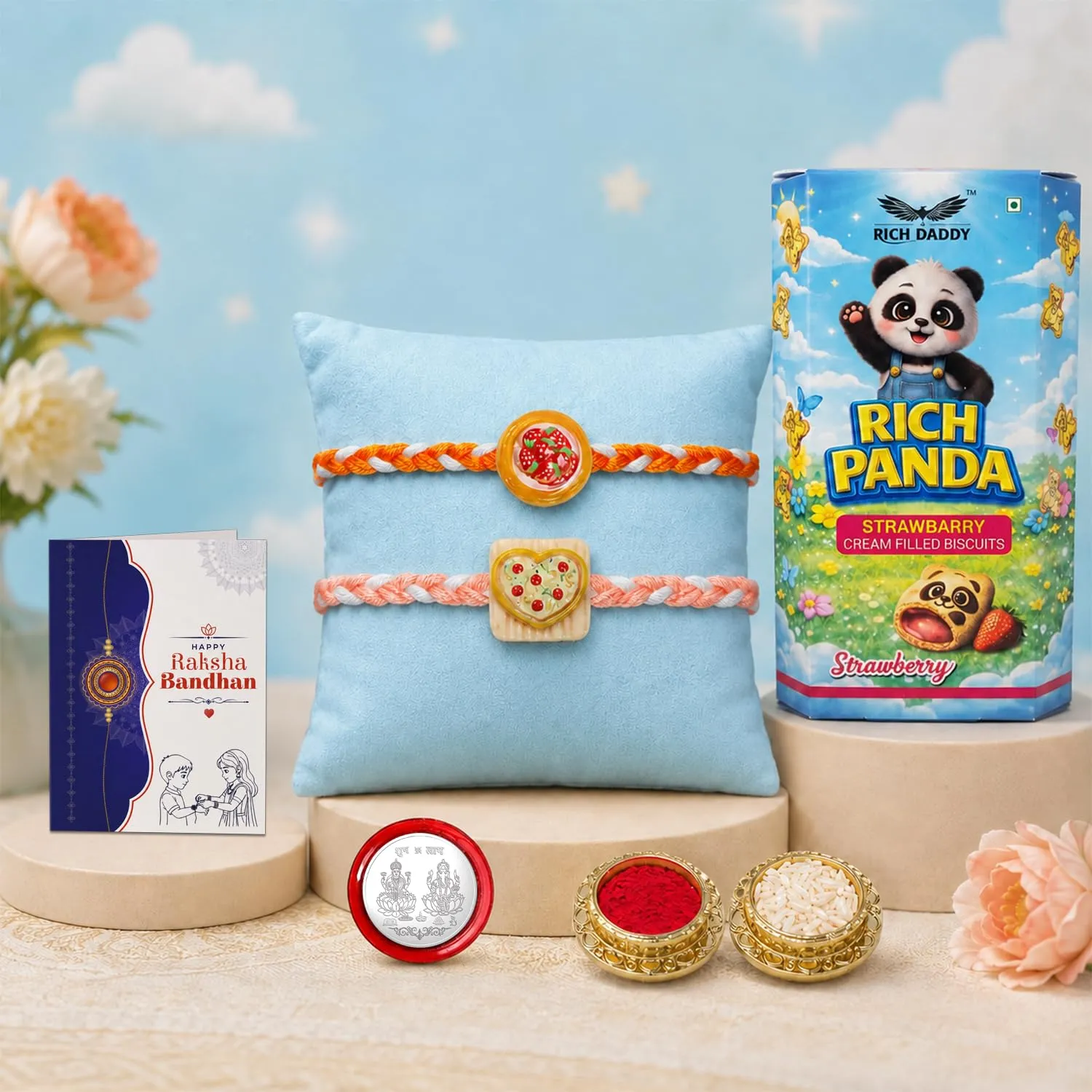 Premium Strawberry Rakhi for Brother with Biscuit 60gm - Raksha Bandhan Gift, Pack of 6 - Buy Online at Alikart