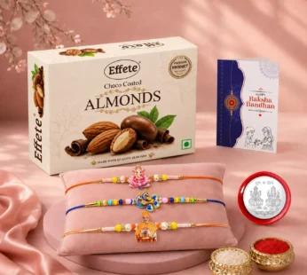 Raksha Bandhan Gift Combo with Swami Maharaj Rakhi & Choco Almonds