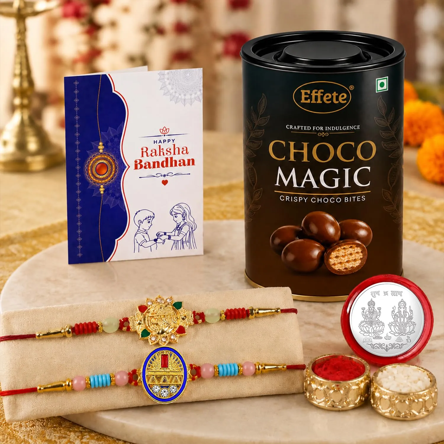 Premium Rakhi with Chocolate for Brother – Veera Design Gift Combo (Set of 6) - Buy Online at Alikart