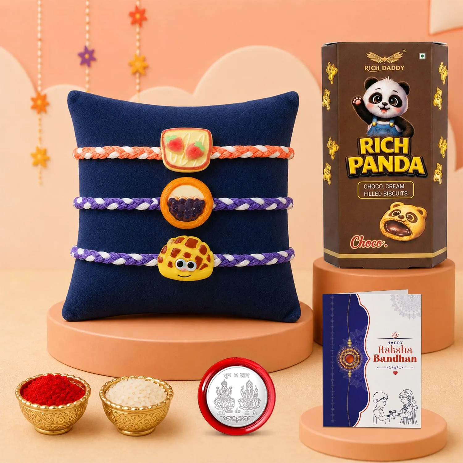 Premium Rakhi for Brother with Biscuit 60gm - Rakshabandhan Gift Set, Pack of 7 - Buy Online at Alikart