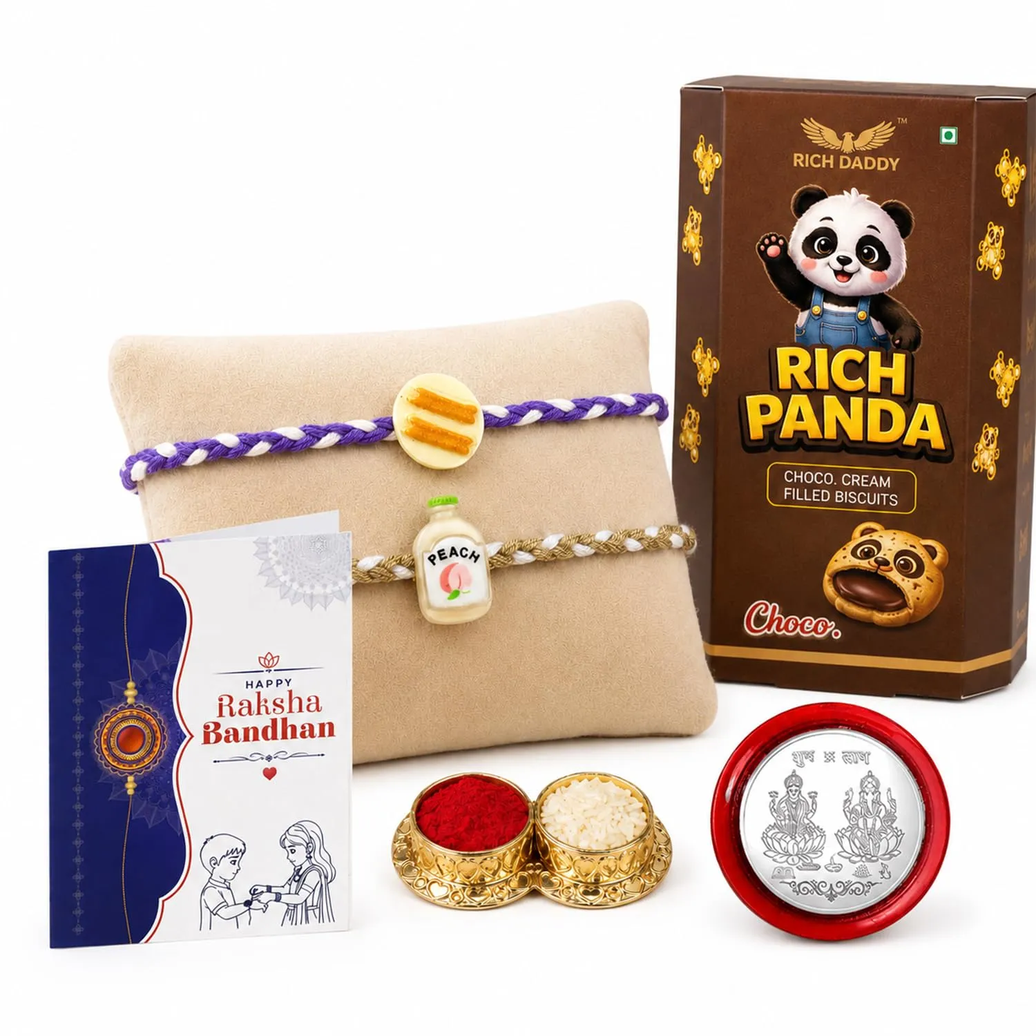 Sweet Rakhi for Brother with Biscuit 60gm - Raksha Bandhan Gift Set, Pack of 6 - Detailed Feature View 2