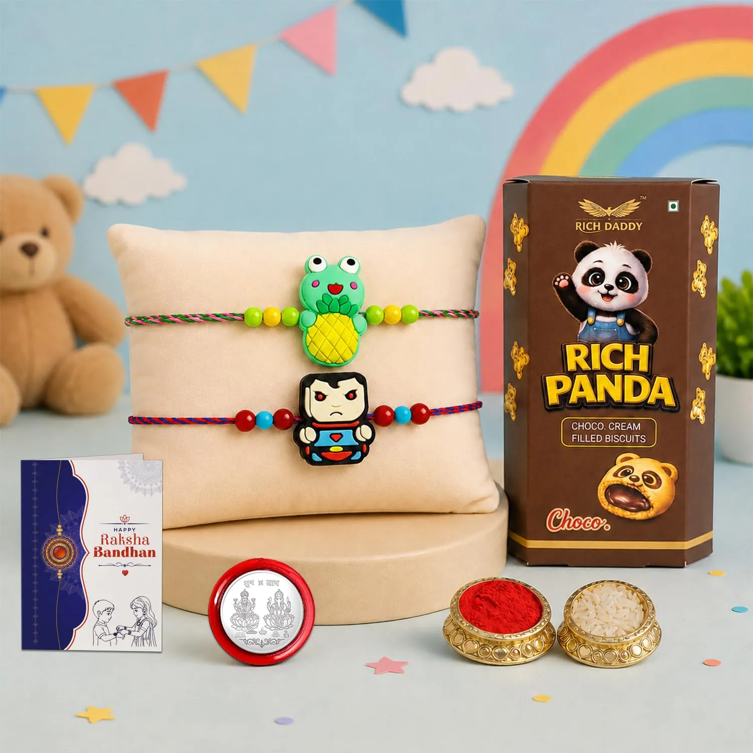 Premium Rakhi for Brother with Biscuit 60gm - Rakshabandhan Gift Set, Pack of 6 - Buy Online at Alikart