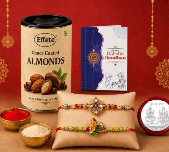 Rakhi Set for Brother – Ganesha Enamel Design with Chocolate Combo
