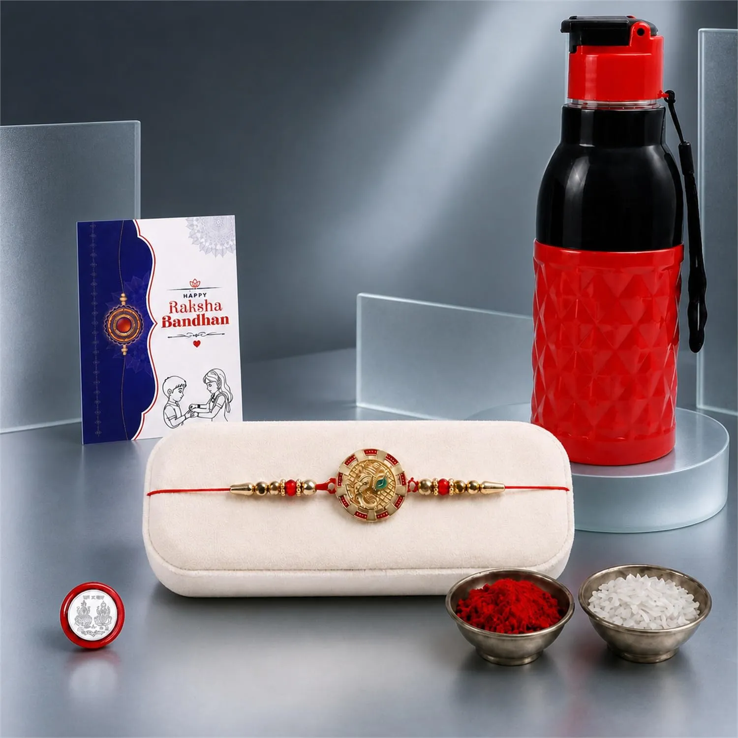 Premium Raksha Bandhan Ganesha Rakhi Combo with Sports Bottle - Buy Online at Alikart