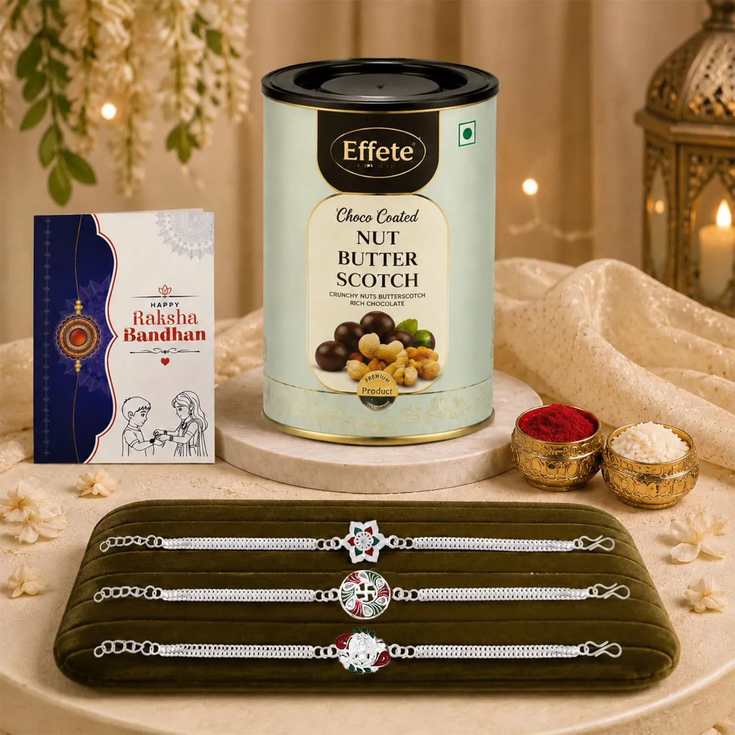 Premium Floral Rakhi for Brother with Chocolate 96gm - Raksha Bandhan Gift Set, Pack of 7 - Buy Online at Alikart