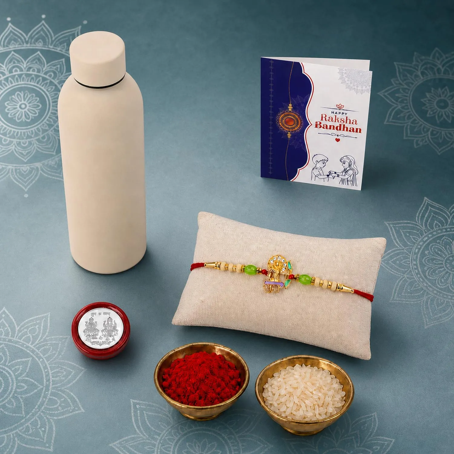 Premium Raksha Bandhan Gift Combo – Ram Rakhi with Water Bottle 500ml - Buy Online at Alikart