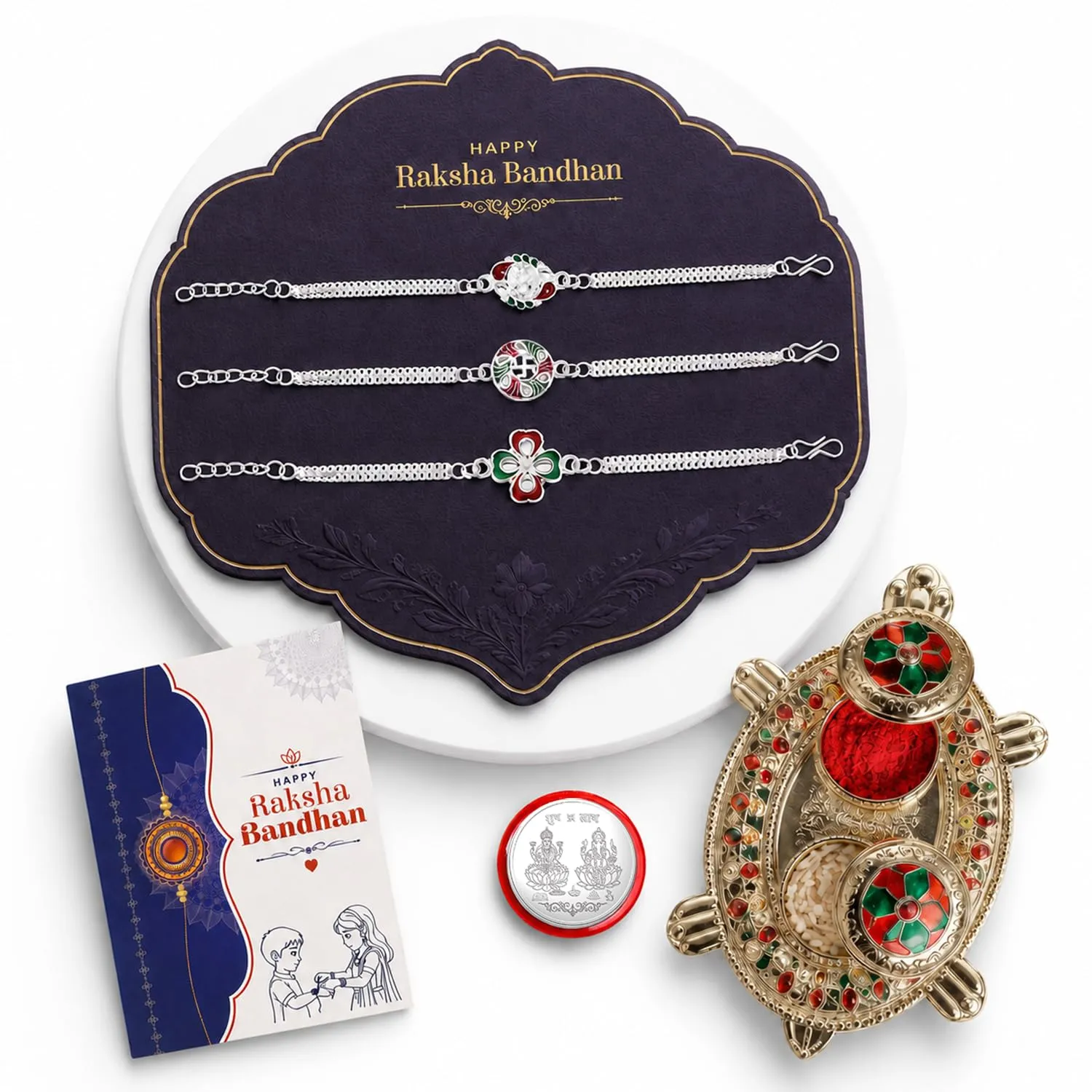 Premium Diety Rakhi for Brother with Pooja Thali - Raksha Bandhan Gift Set, Pack of 7 - Buy Online at Alikart