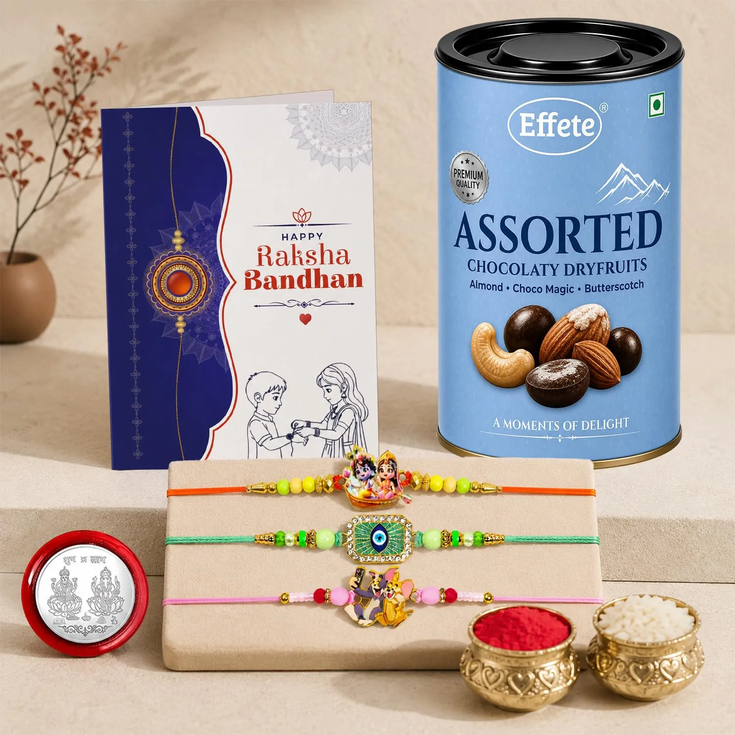 Premium Radhe Krishna Rakhi Combo – Raksha Bandhan Gift Set with Chocolates - Buy Online at Alikart