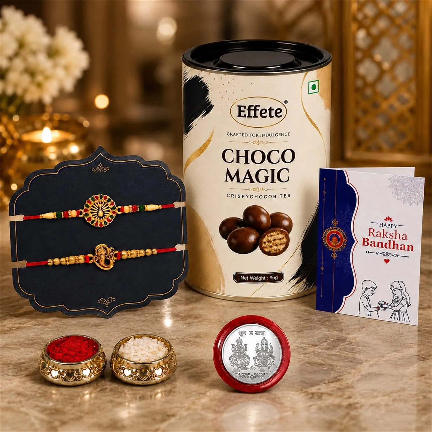 Premium Peacock Rakhi for Brother with Chocolate 96gm - Rakshabandhan Gift Set, Pack of 6 - Buy Online at Alikart