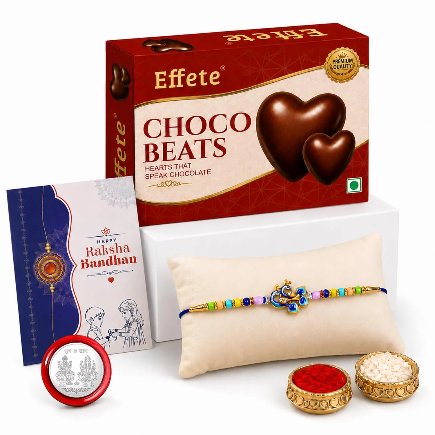 Peacock Rakhi Combo Raksha Bandhan Gift with Chocolates Pack of 5 - Detailed Feature View 4