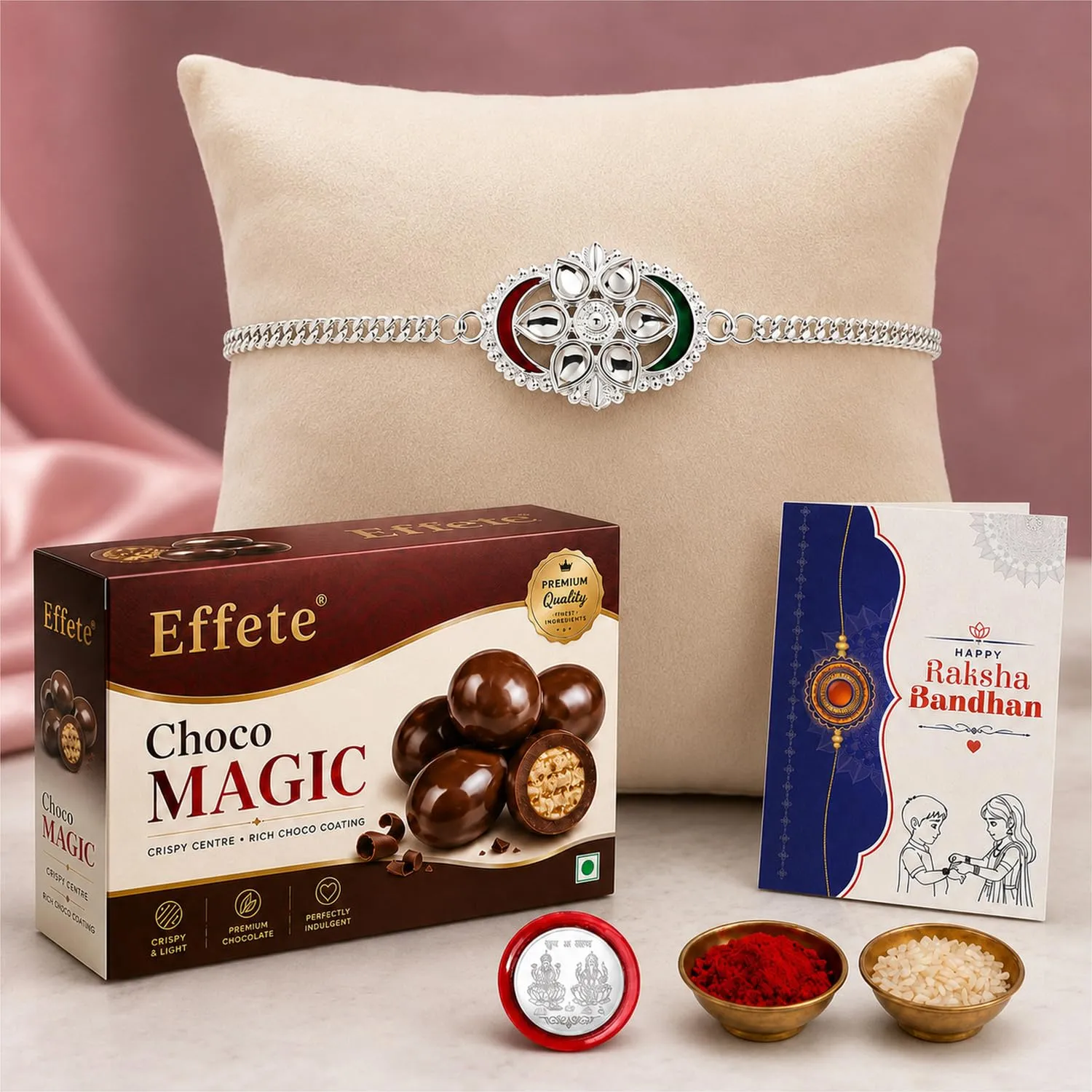 Premium Oval Rakhi for Brother with Chocolate 96gm - Raksha Bandhan Gift Set, Pack of 5 - Buy Online at Alikart