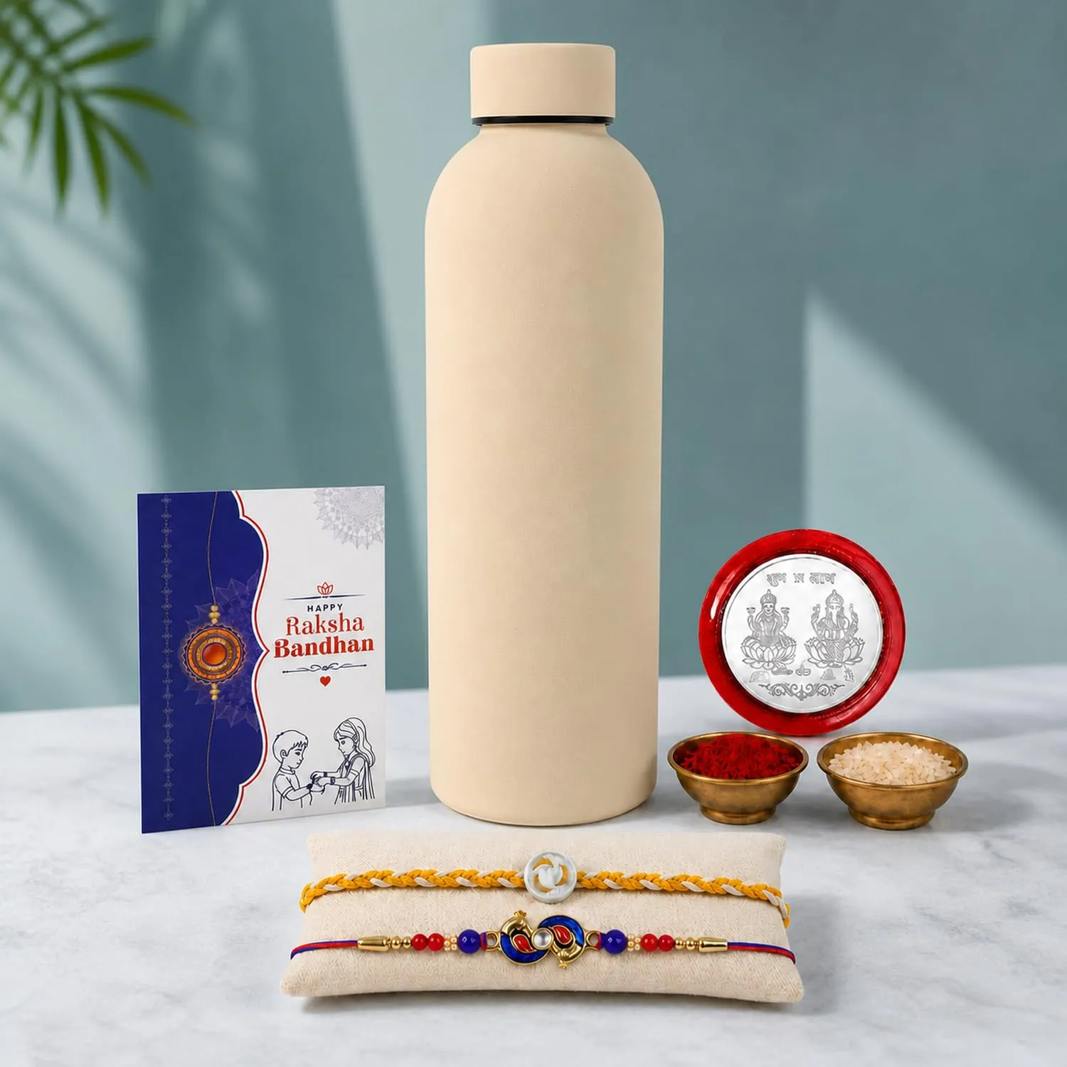 Premium Rakhi Combo for Brother – Peacock Evil Eye Design & Bottle - Buy Online at Alikart