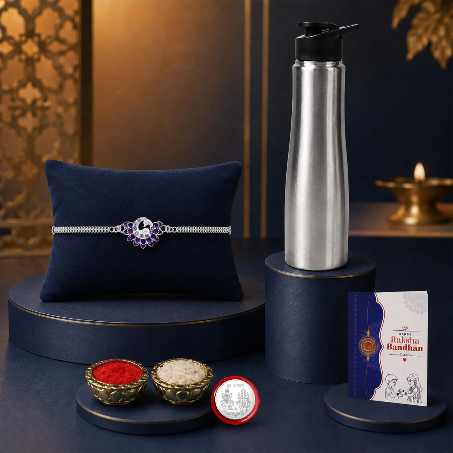 Premium Rakhi for Brother with Water Bottle - Raksha Bandhan Gift Set, Pack of 5 - Buy Online at Alikart