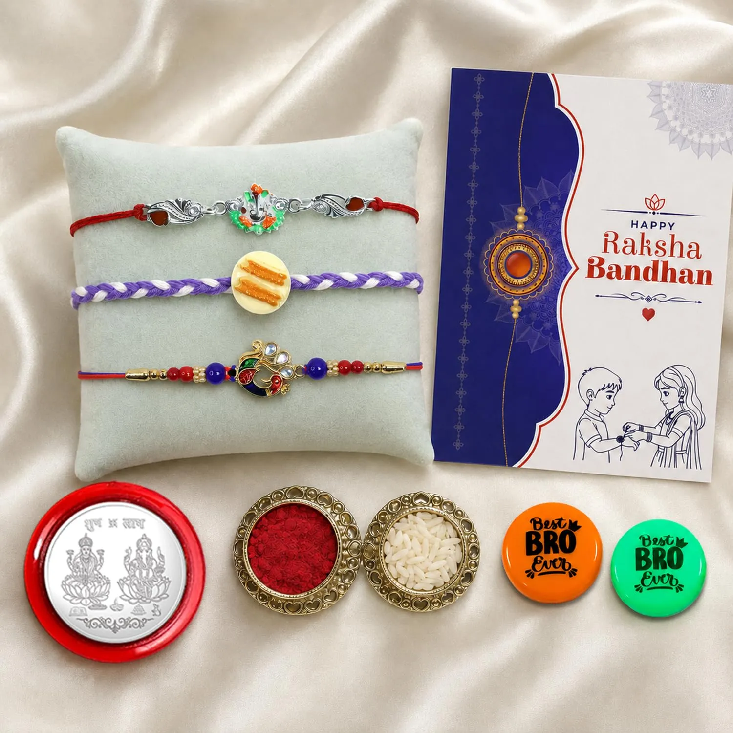 Premium Raksha Bandhan Gift Combo – Multicolor Rakhi & Magnets Pack of 8 - Buy Online at Alikart