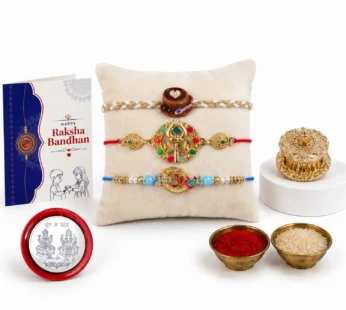Raksha Bandhan Gift Combo – Om Rakhi with Pooja Kankavati Set