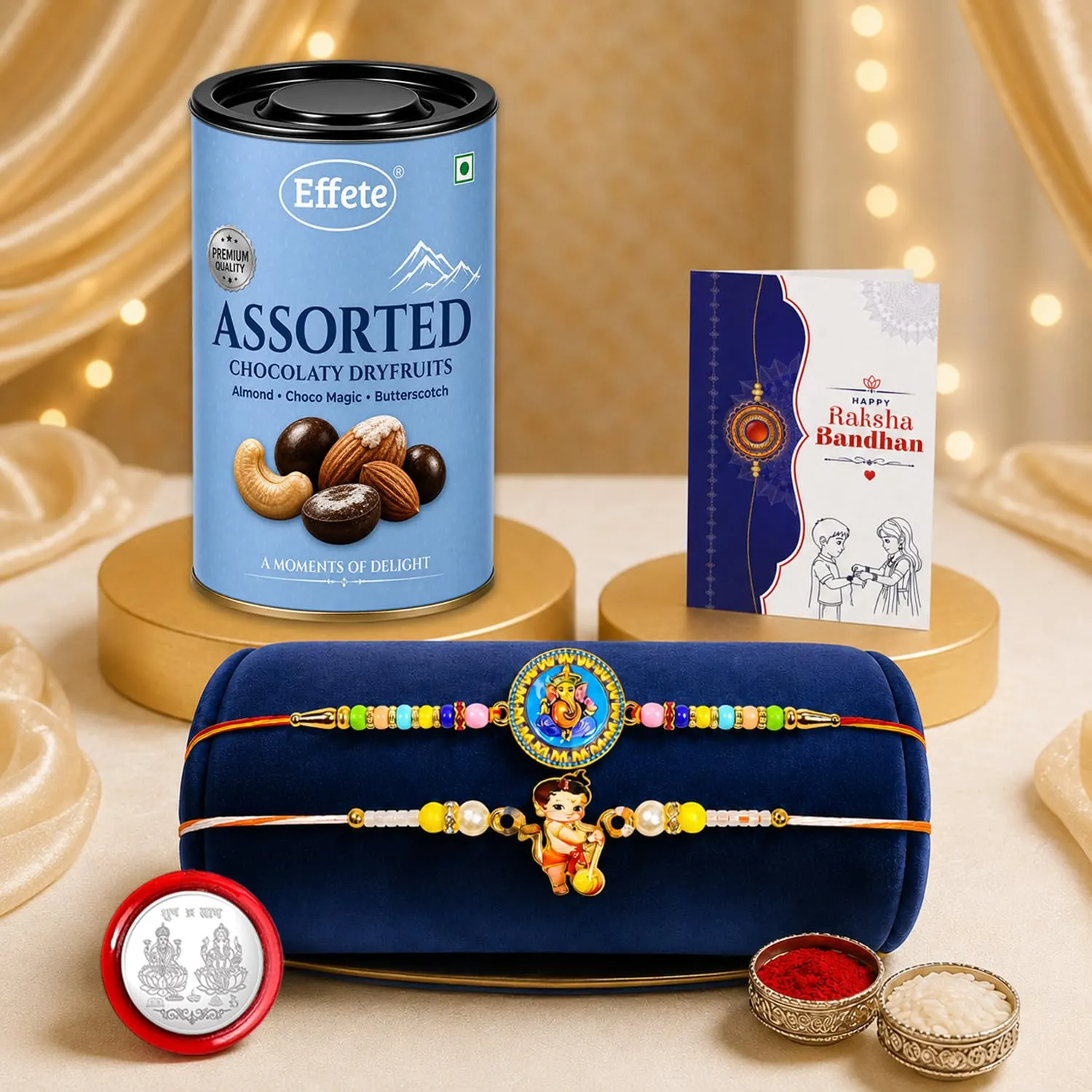 Premium Raksha Bandhan Gift Combo – Ganesh Bal Hanuman Rakhi with Chocolates - Buy Online at Alikart