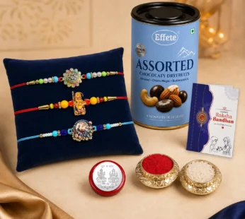 Raksha Bandhan Gift Combo – Ganesha Peacock Rakhi & Chocolates