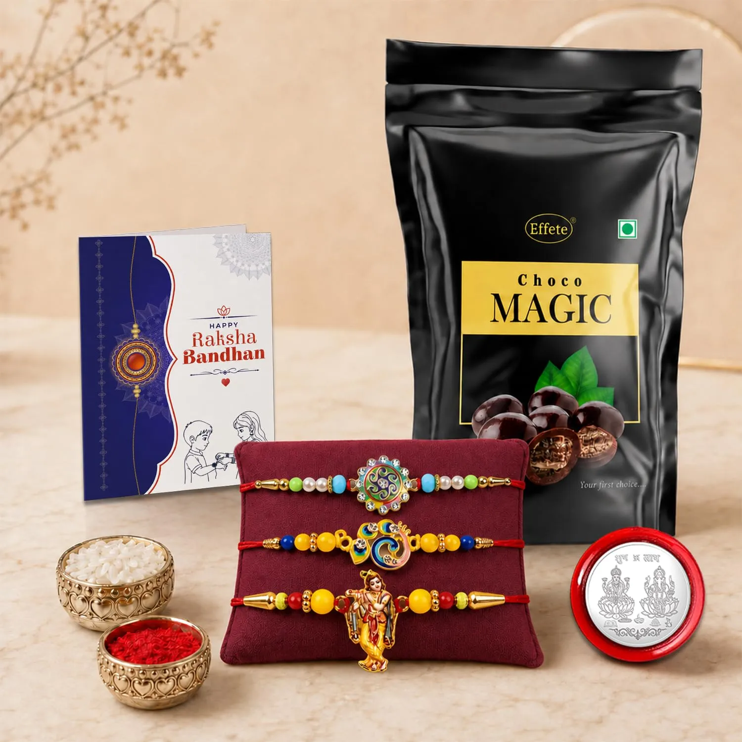 Premium Raksha Bandhan Rakhi Combo – Krishna Bird Design with Chocolates - Buy Online at Alikart