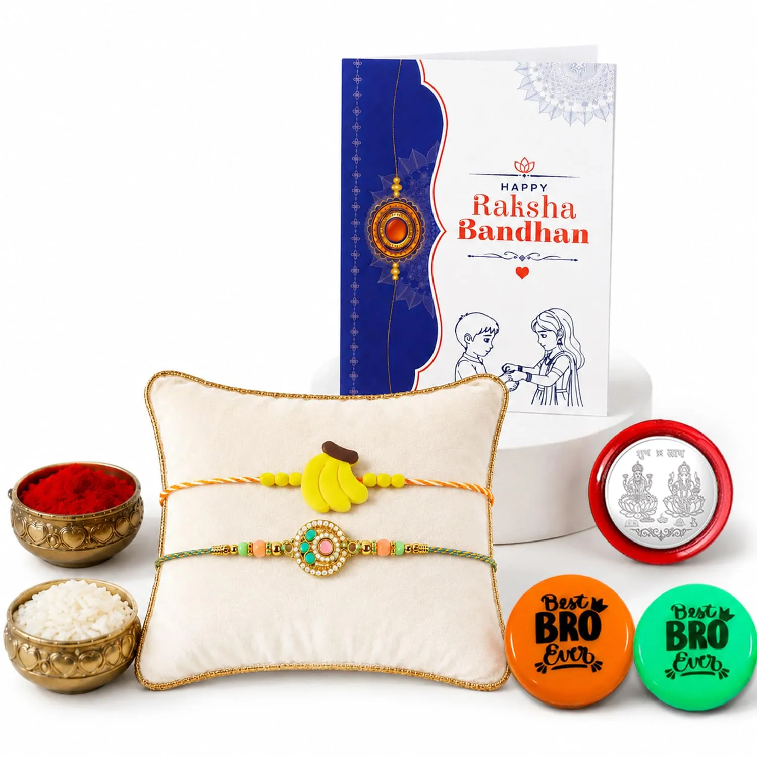 Raksha Bandhan Gift Combo – Round Multicolor Rakhi with Magnets - Detailed Feature View 1