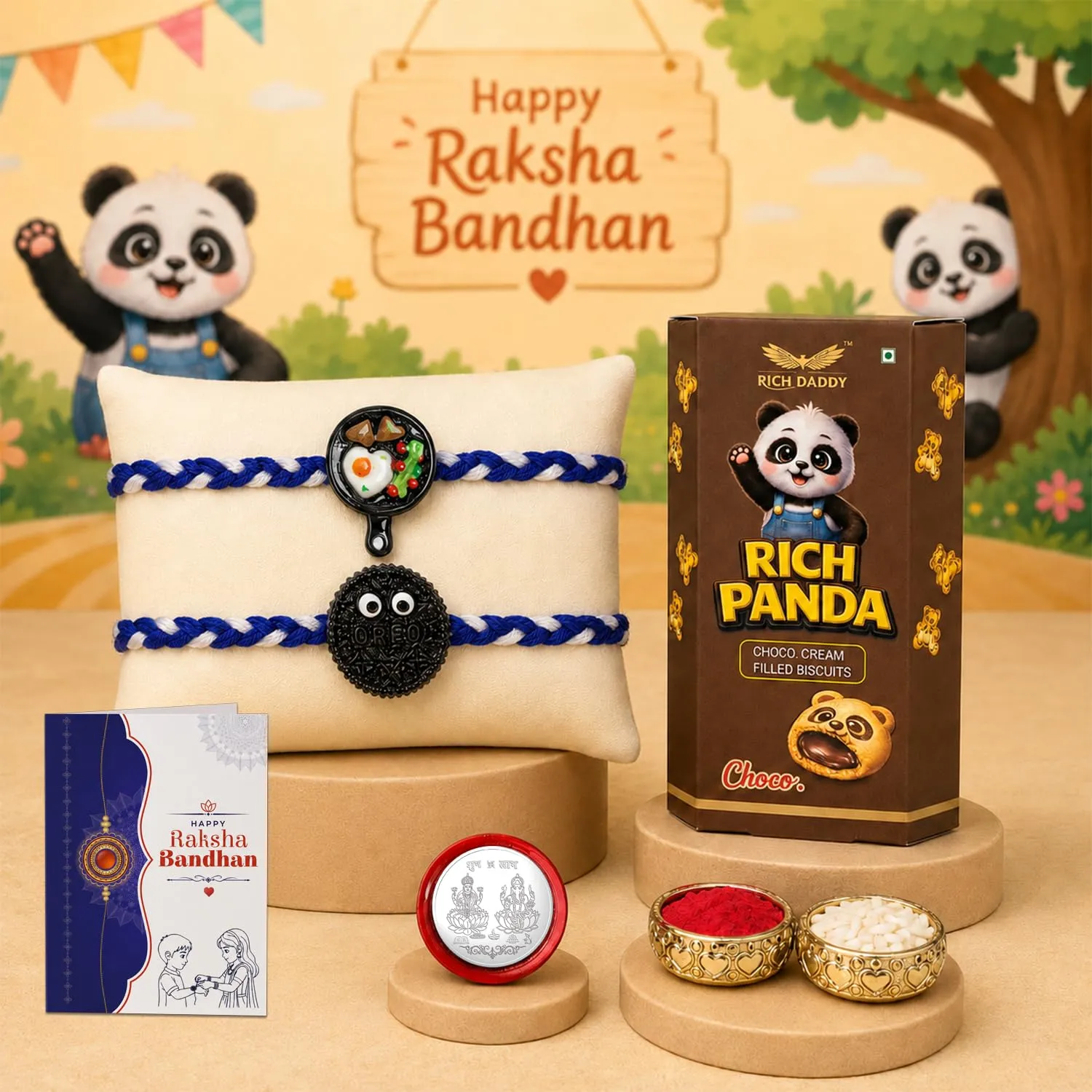 Premium Frying Pan Rakhi for Brother with Biscuit 60gm - Raksha Bandhan Gift, Pack of 6 - Buy Online at Alikart