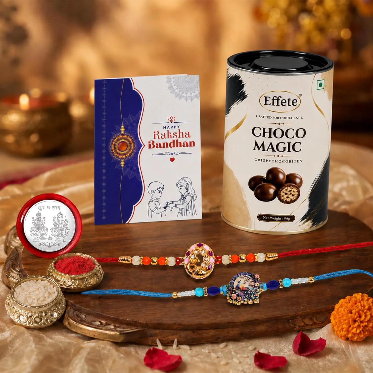 Premium Rakhi with Chocolate Combo – Peacock Design for Raksha Bandhan - Buy Online at Alikart