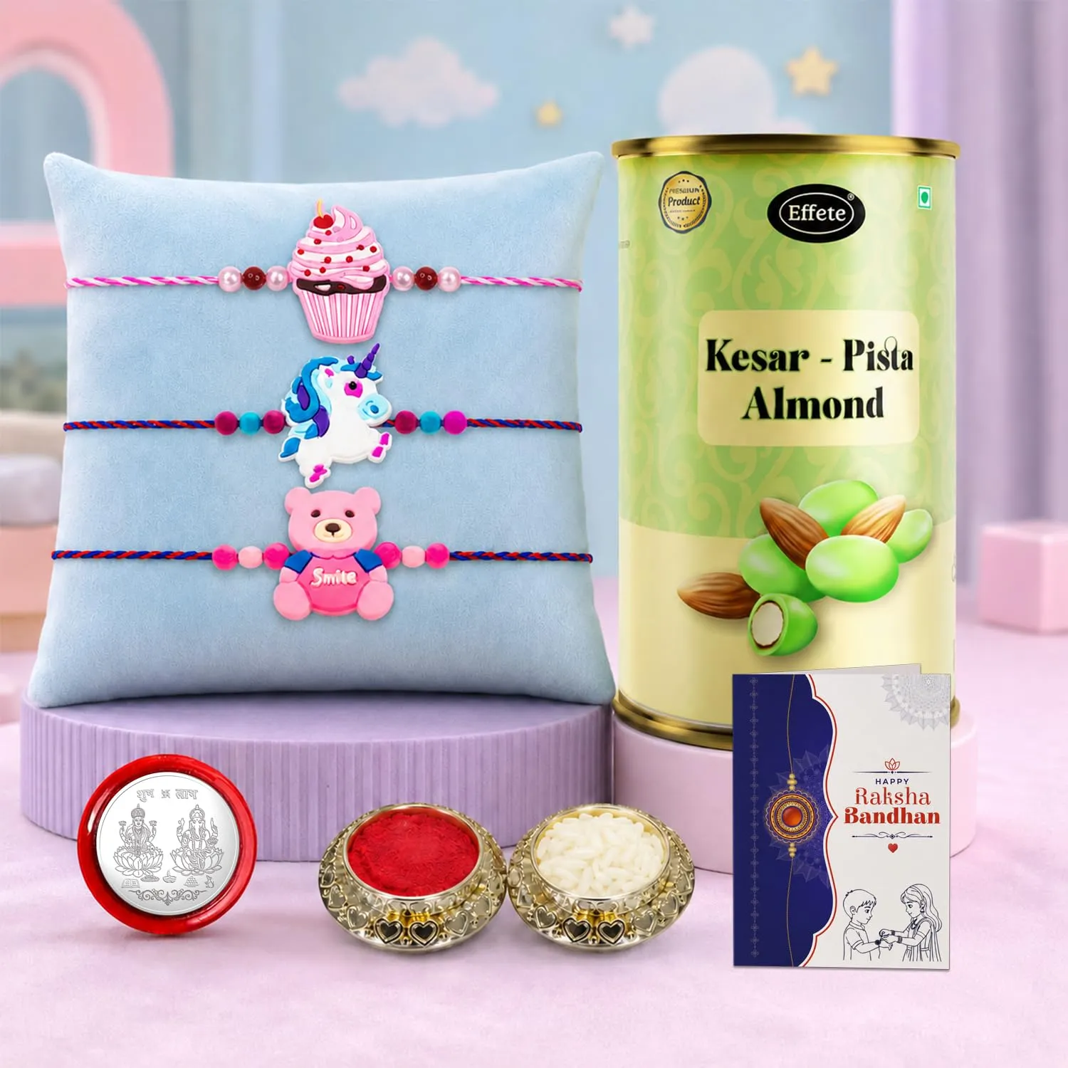 Premium kids Rakhi for Brother with Kesar-Pista 96gm - Raksha Bandhan Gift Set, Pack of 7 - Buy Online at Alikart