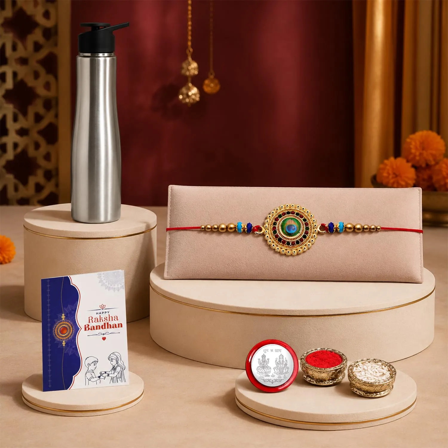 Premium Rakhi for Brother & Bhaiya with Water Bottle - Raksha Bandhan Gift Set, Pack of 5 - Buy Online at Alikart