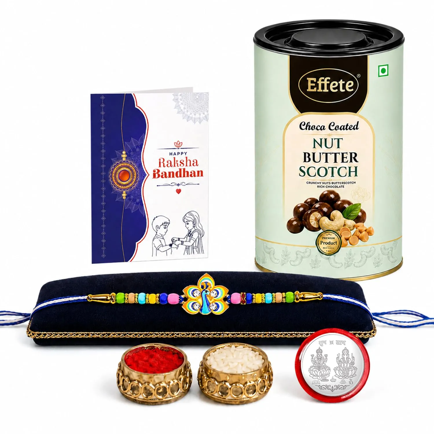 Peacock Rakhi Combo for Raksha Bandhan Gift with Choco Butterscotch 96gm - Detailed Feature View 4