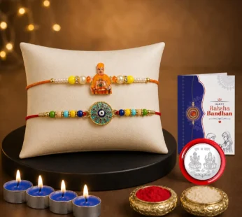 Raksha Bandhan Gift Combo Swami Maharaj Rakhi with Tealight Candles