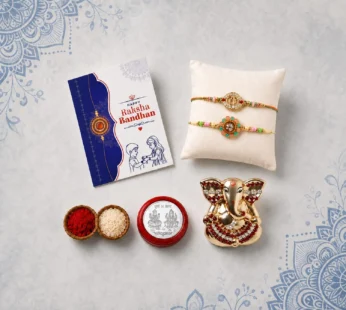 Ganesh Idol Rakhi – Silver Coin Roli Chawal Gift Combo
