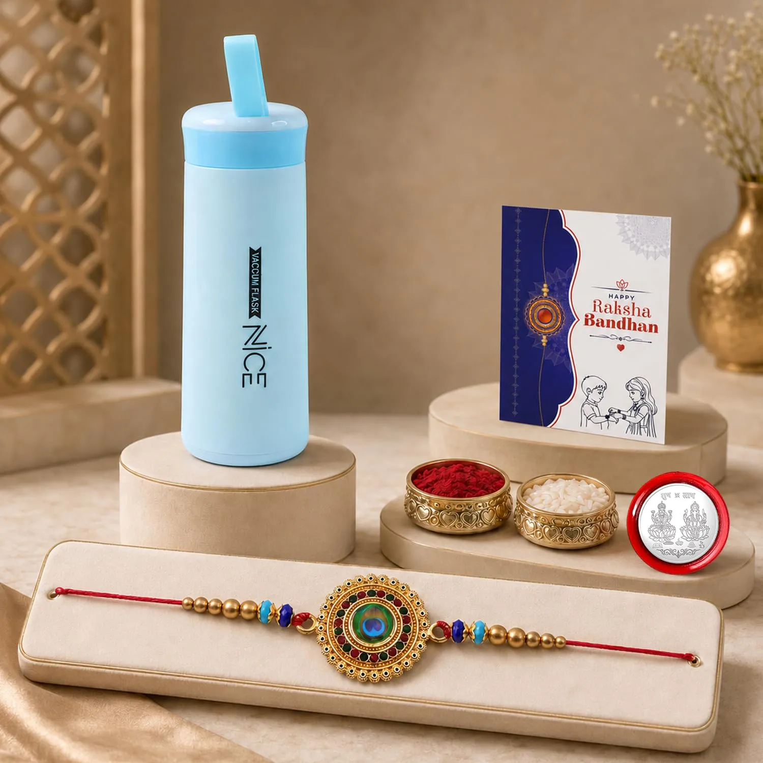 Premium Round Rakhi for Brother with Water Bottle - Raksha Bandhan Gift Set, Pack of 5 - Buy Online at Alikart