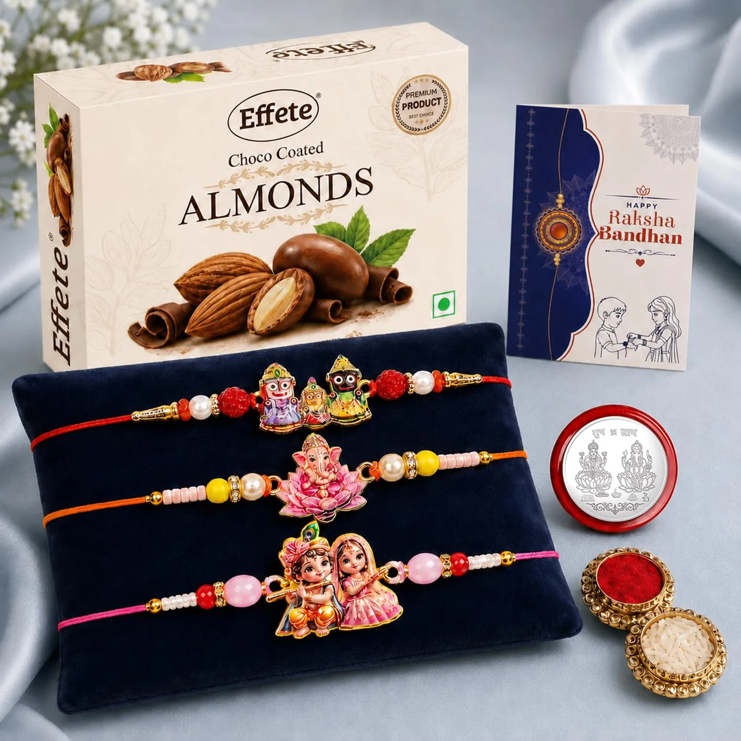 Premium Ganesha Rakhi Combo – Raksha Bandhan Gift with Choco Almonds - Buy Online at Alikart