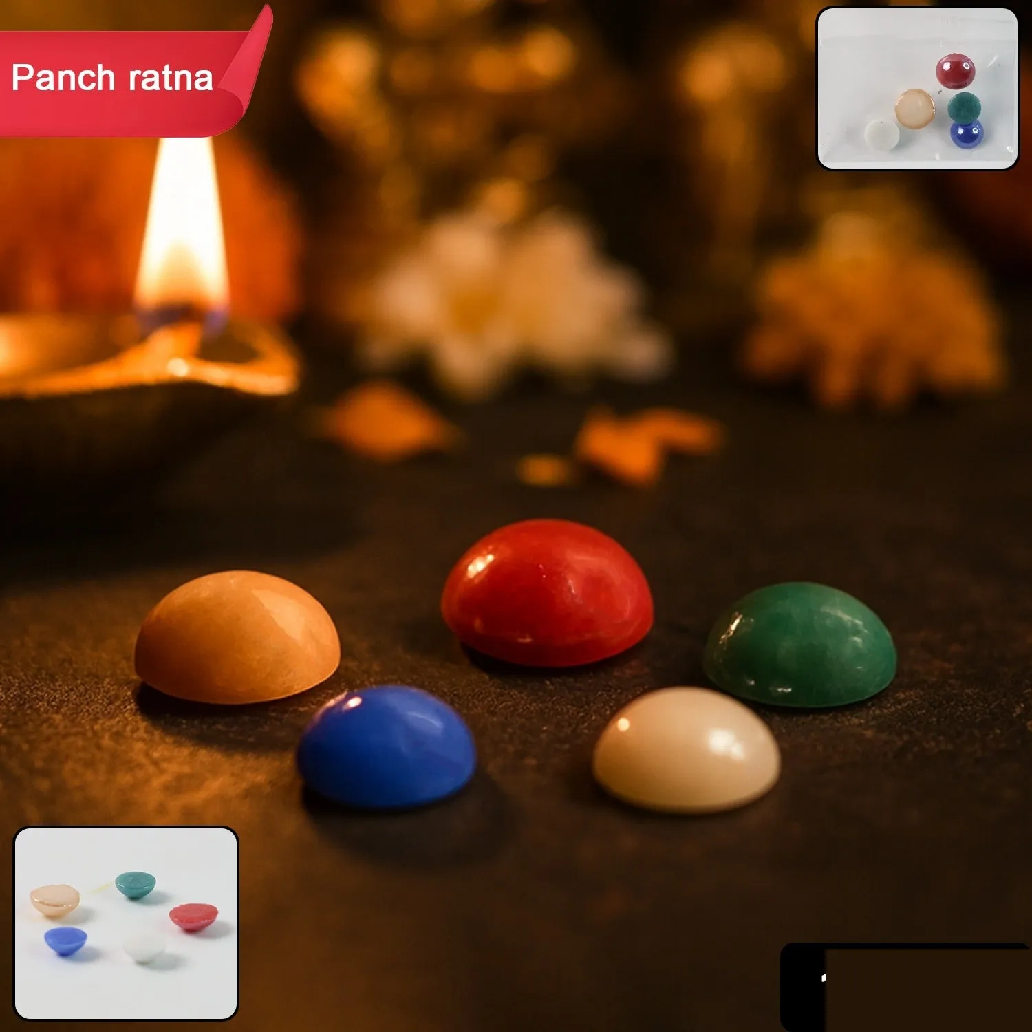 Premium Panch Ratna Stone Set – Auspicious 5 Gemstones for Pooja - Buy Online at Alikart
