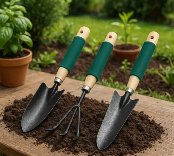 Gardening Tool Set – Heavy-Duty 3-Pc with Wooden Handles | XcelCraft