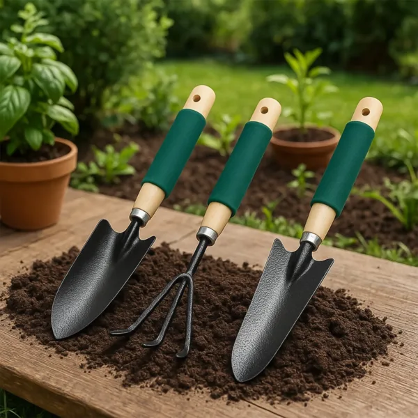 Gardening Tool Set – Heavy-Duty 3-Pc with Wooden Handles | XcelCraft