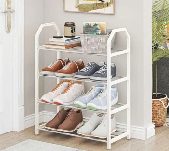 Leisure Style 4-Layer Shoe Rack – Metal Rod Space-Saving Organizer for All Shoe Types, Home Storage (Random Color-Pack of 1)