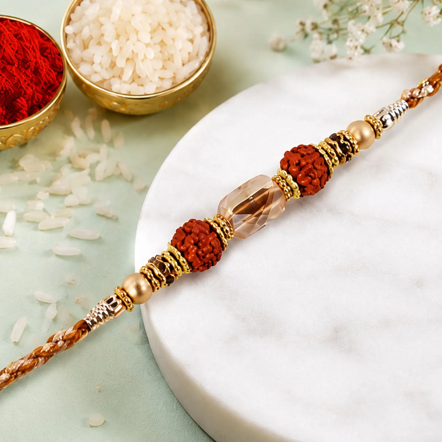 Premium Pastel Pearl Rakhi with Fine Beads for Raksha Bandhan - Buy Online at Alikart