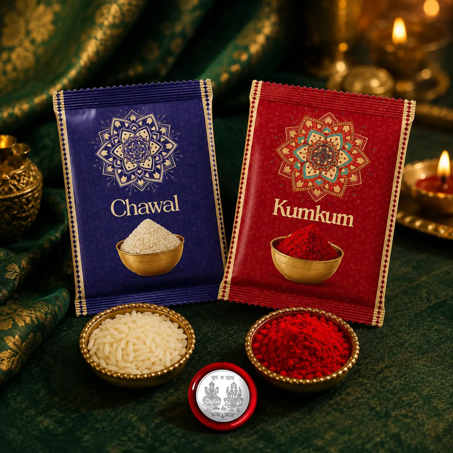 Rakhi Gift Set with 5 Multicolor Rakhis & Wafer Rolls - Detailed Feature View 2