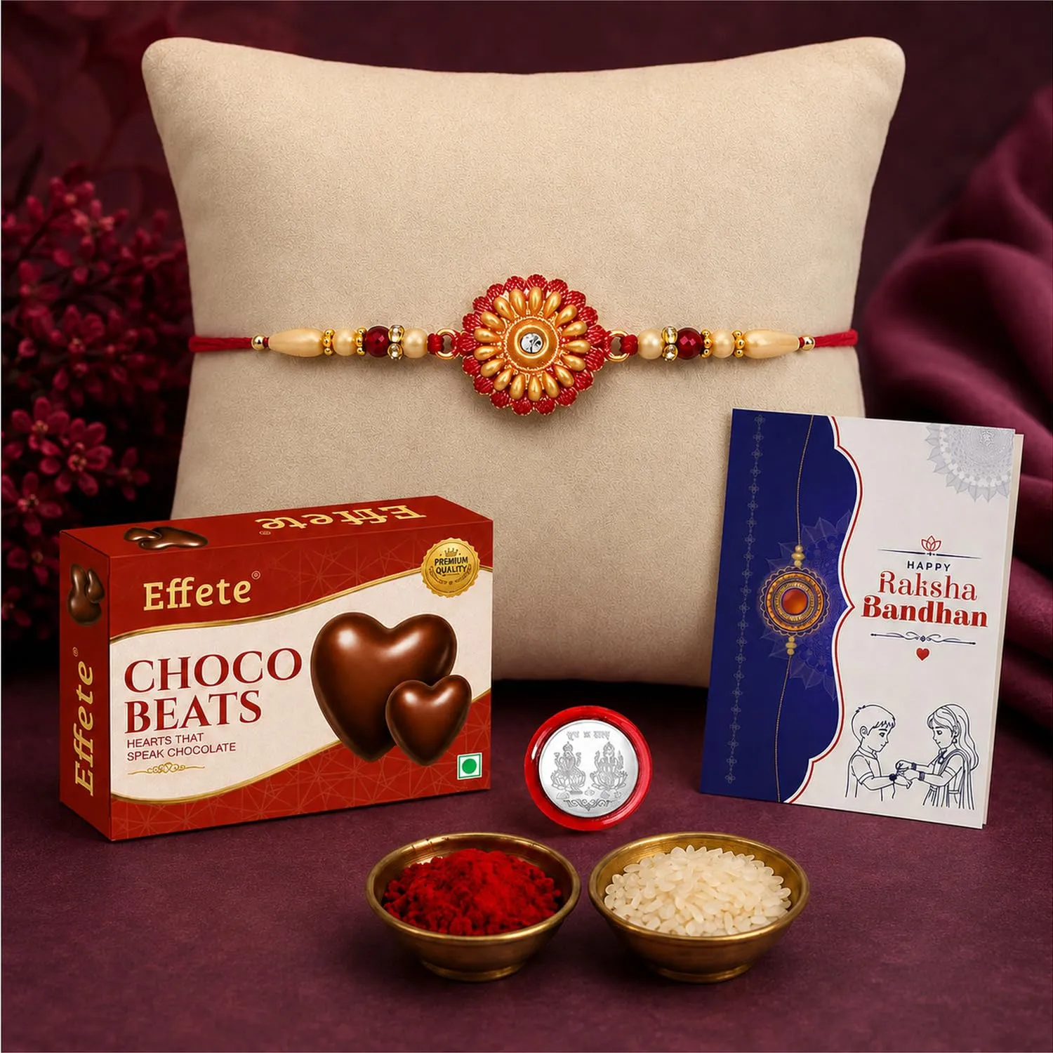 Premium Round Rakhi for Brother with Chocolate 32gm - Rakshabandhan Gift Set, Pack of 5 - Buy Online at Alikart