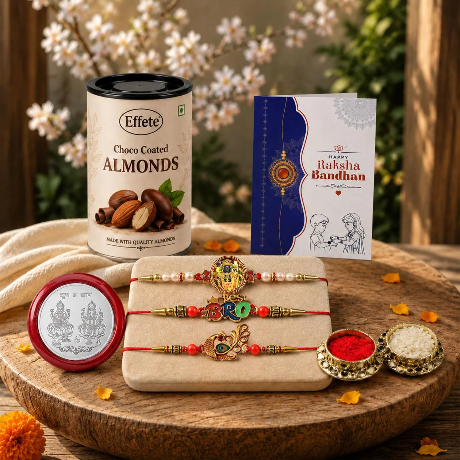 Premium Rakhi for Brother with Chocolate Almonds 96gm - Rakshabandhan Gift Set, Pack of 7 - Buy Online at Alikart