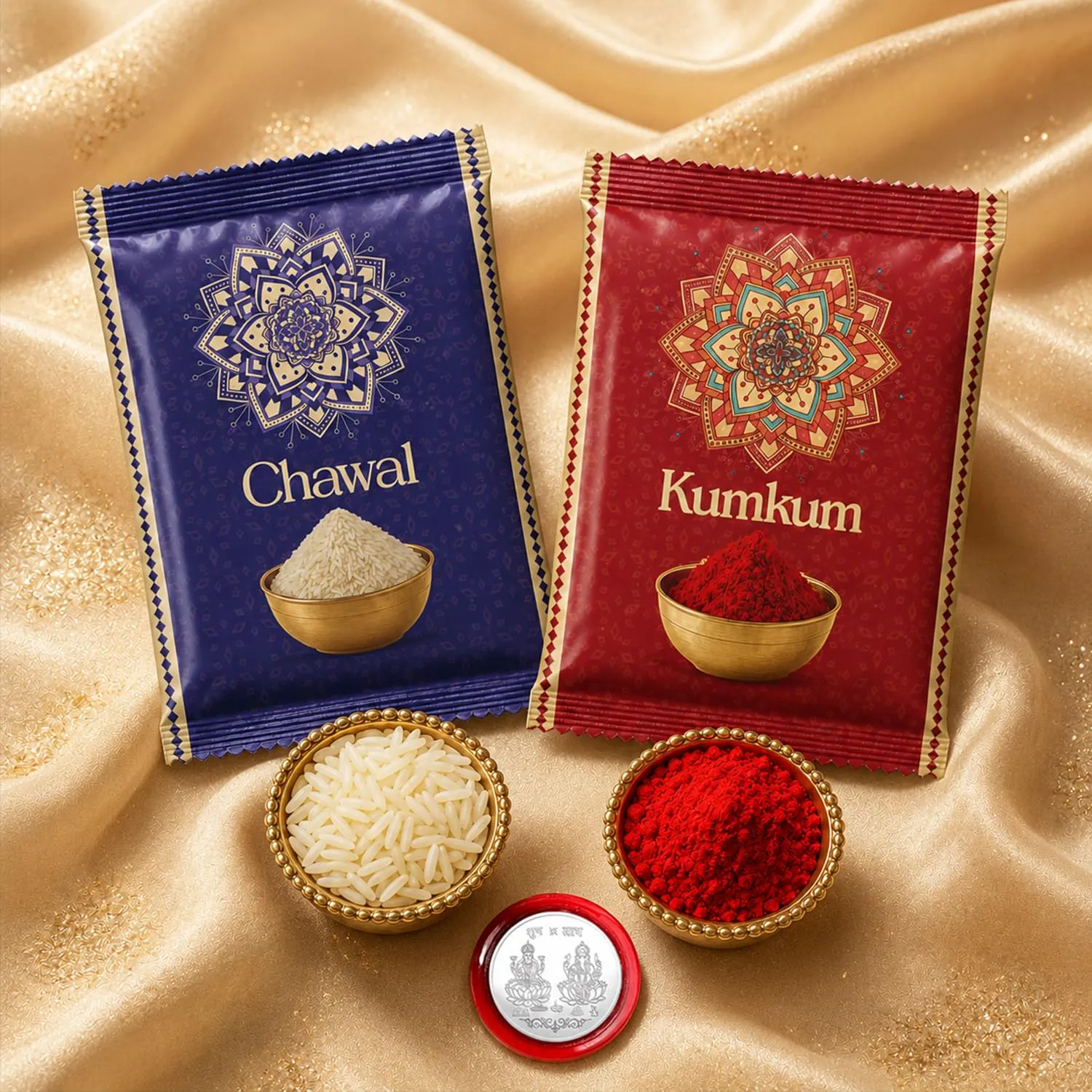 Veera, OM Rakhi for Brother with Pooja Thali - Raksha Bandhan Gift Set, Pack of 7 - Detailed Feature View 2