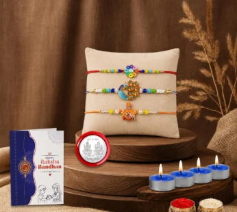 Raksha Bandhan Gift Combo Swami Maharaj Rakhi Set with Candles