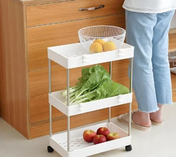 3-Tier Rolling Utility Trolley with Wheels – Multi-Purpose Storage Rack Cart for Kitchen, Bathroom, Office & Home Organization