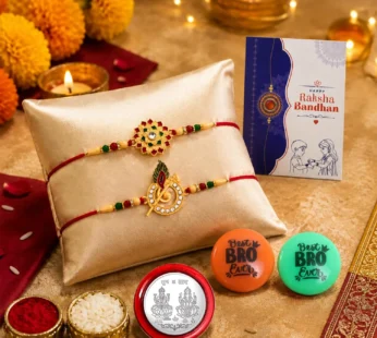 Rakhi Set for Brother Flute Flower Design with Roli Chawal Combo